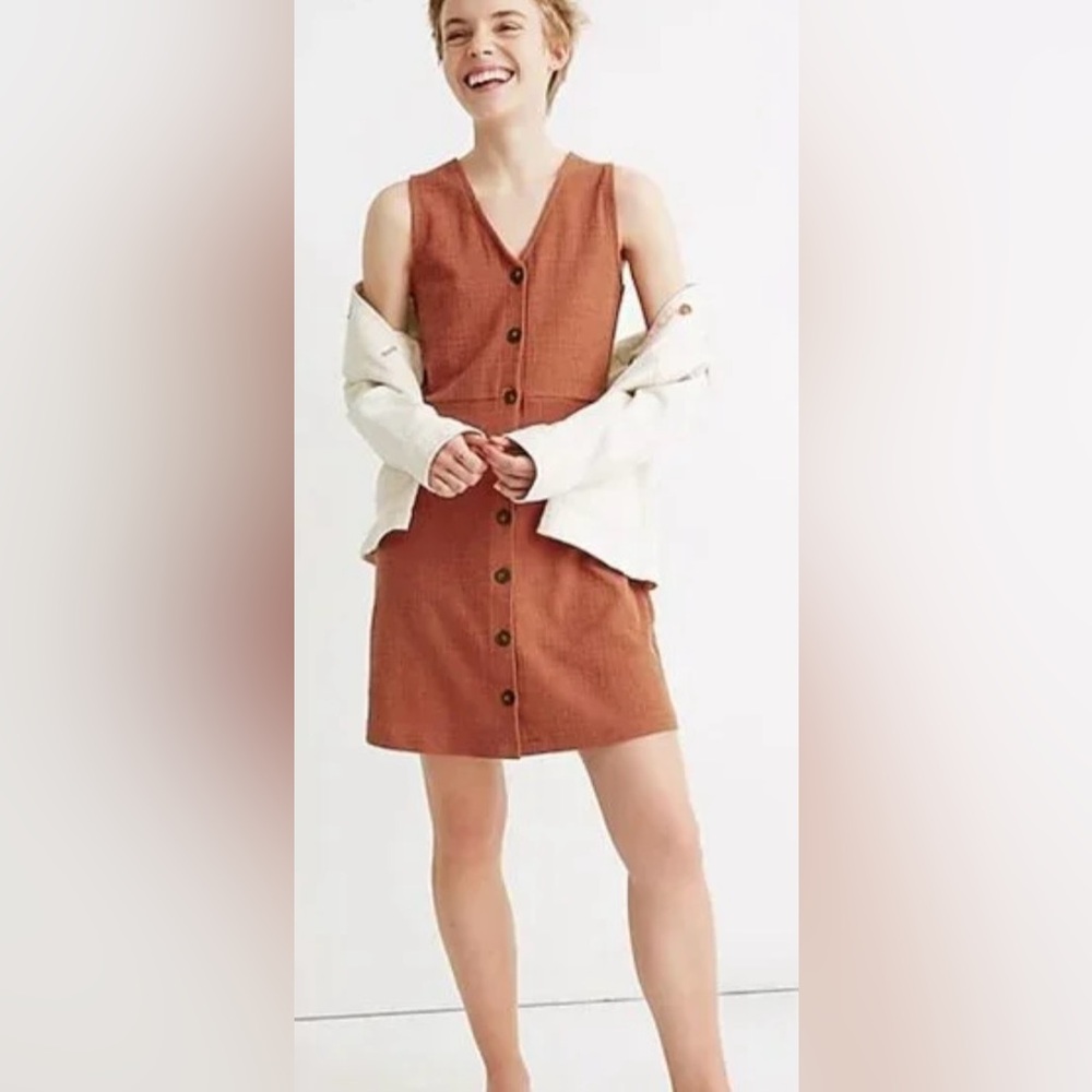 Madewell Rust Button-Down Sleeveless Dress Size Small